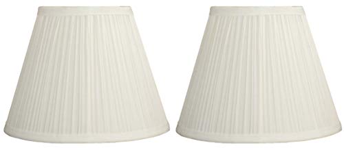 Urbanest Set of 2 Pleated Softback Lamp Shade, Faux Silk, 5-inch by 9-inch by 7-inch, Eggshell, Spider Fitter