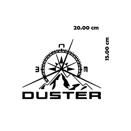 BIRD'S MIND Compass Stickers Compatible with Duster Renault Car Back Sides Bumper Decal Black Vinyl L x H 20.00 cm x 15.00 cm (Black)