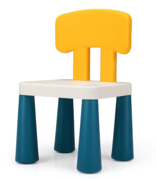 Kids Toddler Chair Plastic Ergonomic Backrest 68kg Stable Yellow Blue