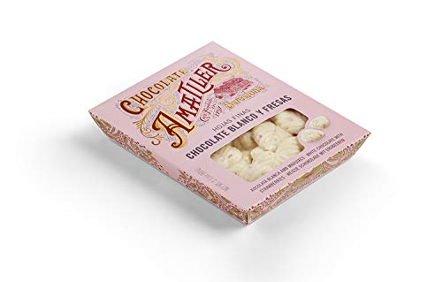 Chocolates Amatller - Caja de Bombones en Hojas Finas Chocolate Blanco con Fresa de 60gr - Sin Gluten Cover
