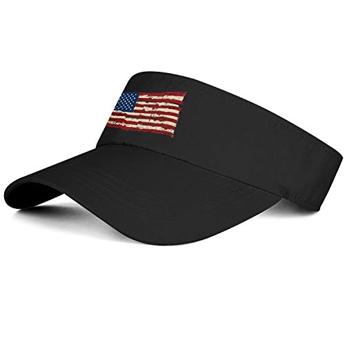 Mens Womens Sun Sports Black Hat Distressed American Flag Patch Golf Visors Beanie Classic Caps