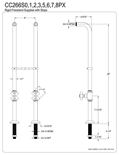 Câble d'alimentation autonome Kingston Brass CC266S1PX avec vanne d'arrêt - 3