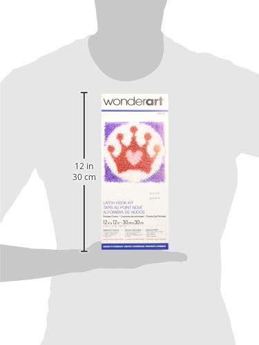 Image of Wonderart Princess Crown Latch Hook Kit, 12 inch X 12 inch