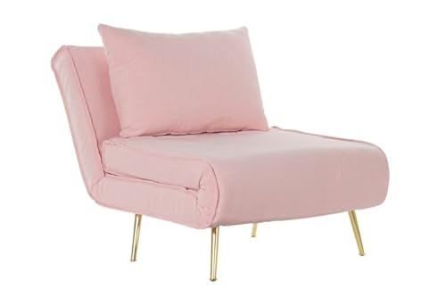 DRW Sofa Cama Individual de 90 cm Poliester Rosa Palo 129X75X73 cm