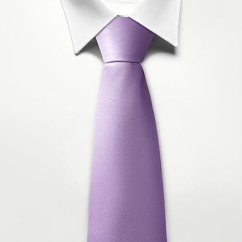 Image of Men's Classic Satin 3.15 inch Soild Color Necktie Wedding Business Tie & Gift Box