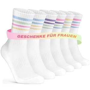 Niorasen Damen Tennissocken 35-38 39-42, Weihnachten Geschenke für Frauen Mädchen Freundin Mama Ehefrau Oma Schwester Tochter Paare, Atmungsaktive Baumwollsocken Bunte Sportsocken Laufsocken 6 Paar