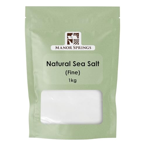 Natural Sea Salt (Fine) 1kg Unrefined Pure No Additives No Anti-Caking Agents Ideal for Cooking & Seasoning by Manor Springs