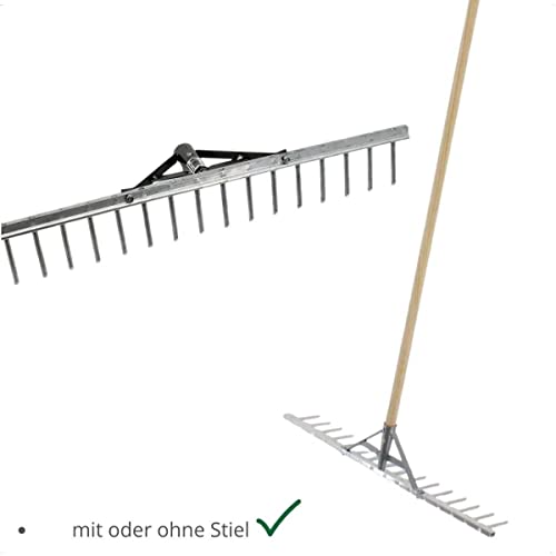 Foto von Rekord Aluminium Rechen leicht mit 16 Zinken Breite 62 cm - mit Stiel 150 cm, Rasenrechen, Gartenrechen, Laubrechen, Harke