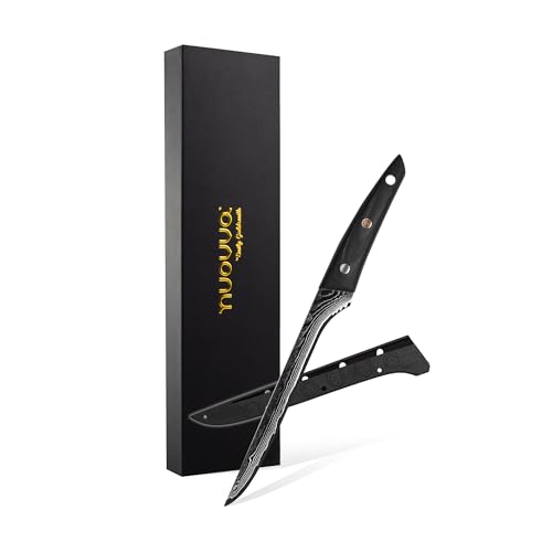 nuovva Ultra-Sharp Kitchen Boning Knife 6 Inch Meat & Fish Fileting Knife 67 Layer Damascus Japanese Steel Professional Slicing Knives with Rosewood Handle Gift Box & Sheath Included