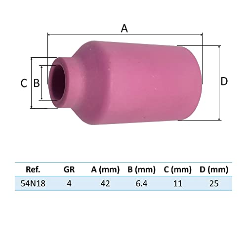Miniatura 3 de Elcan 10 Toberas Cerámicas 54n18 Gas Lens Gr4 Para Soldadura Con Diámetro Interior De 6,5 Mm Para Antorcha Tig Serie Wp 17 18 Y 26. Consumibles Y Accesorios Profesionales Para Soldadura Tig.