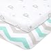 Bedside Sleeper Bassinet Sheets - Compatible with Milliard Side Sleeper - Fits 21 x 36 Mattress Without Bunching - Snuggly Soft Jersey Cotton - Grey, Mint - 2 Pack