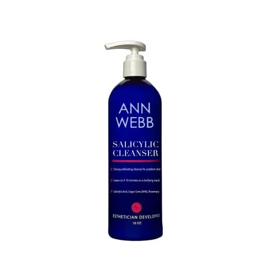 Ann Webb Salicylic Exfoliant Cleanser - Strong but Gentle Non-drying, Lightly Foaming Face wash with Salicylic Acid for Blackheads & Breakouts-Great for Oily & Acne Prone Skin