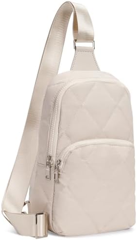 Quilted Sling Bag for Women Puffer Crossbody Bag Sling Backpack Purse Lightweight Fanny Pack Puffy Chest Bag