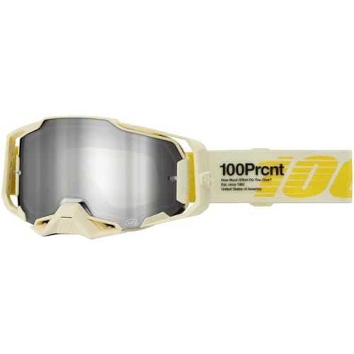 100% ARMEGA Goggles - Eyewear for Dirt Bikes, Motocross, Motorcycle, & Bike Sports - Durable Mountain Biking Goggles - 91, Mirror Gold Lens