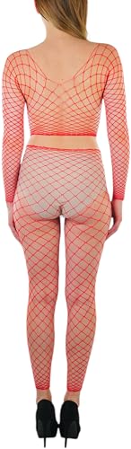 Image of ToBeInStyle Women's Spandex Multi Net Fishnet Set Rave Novelty Party Crop Top & Tights