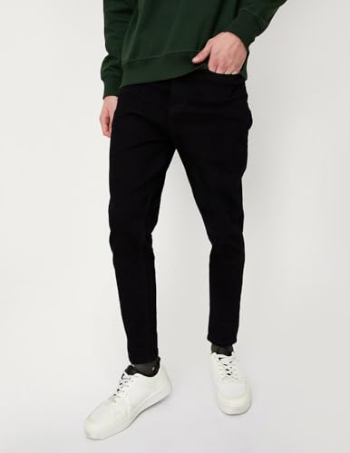 Image of Max Men's Carrot Fit Solid Cotton Blend Jeans