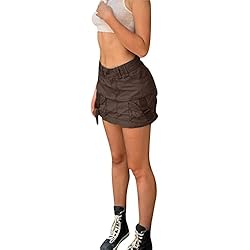 Cortinas De Gallos Para Cocina UOWEG Falda vaquera para mujer de color liso con cintura baja y riñonera negro tul para mujer, café, S