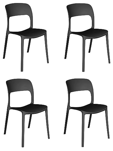 Set 4 Sedie in polipropilene impilabili da giardino bar ristoranti