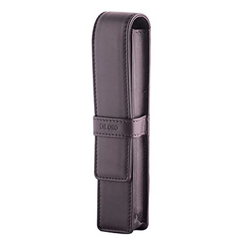 Image of DiLoro Leather Single Pen Case Pencil Pouch Holder for One Fountain Ballpoint Rollerball Pen and Pencil (Brown)