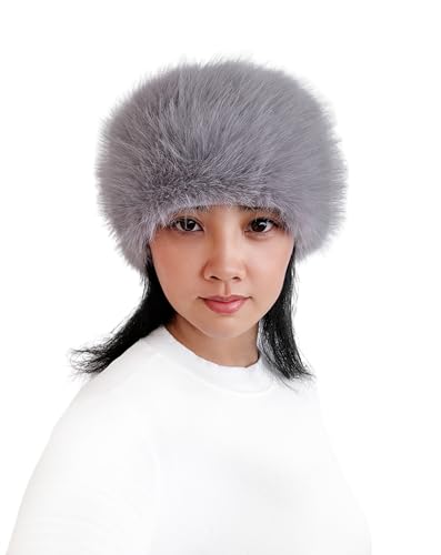 Lina & Lily Women's Winter Headband Head Ear Warmer Long Pile Faux Fur (Light Grey) - Image 2