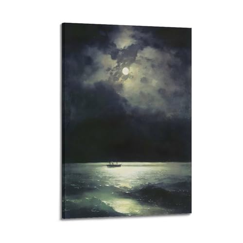 Tableau Ivan Aivazovsky The Black Sea at Night impression toile marine 40x60 cm