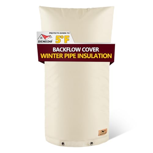 Backflow Preventer Insulation Cover - Water Pipe Insulation Sprinkler Cover for Outside - Insulated Backflow Cover Pouch for Irrigation Back Flow Valve in Winter or Sun Exposure (18' W x 34' H, Sand)