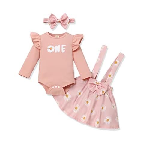 My First Birthday Baby Girl Skirt Clothes Set Infant Bodysuit Dress Bow Outfits Cover
