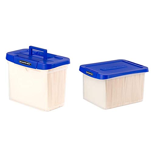 Bankers Box Heavy Duty Portable Plastic File Box with Hanging Rails, Letter, 1 Pack (0086304) & Heavy Duty Plastic File Box with Hanging Rails, Letter/Legal, 1 Pack (0086205)