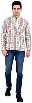 ldhsati Men's Cotton Solid Casual Straight Short Om (Shree Radha Krishna ji) Printed Kurta for Men (Man's) Man Traveling Kurta, Kurta for Events