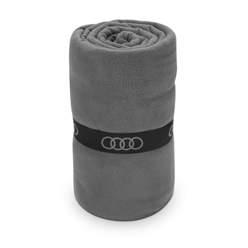 Audi 3292500800 Fleecedecke Decke Kuscheldecke Ringe Logo, grau