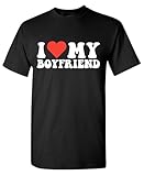 I Love My Boyfriend Heart Graphic Tees Funny T Shirt L Black