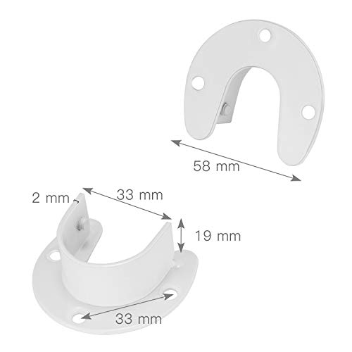 Canomo 4 Packs Heavy Duty Stainless Steel Closet Rod End Supports U-Shaped Closet Pole Sockets Flange Rod Holder With Screws, 1-1/4 Inches Diameter, White #TOP4