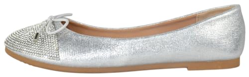 TOP Moda Dress Shoes Women Rhinestone Ballet Flats Round Toe Sparkly Lightweight Bow BONNIE-312