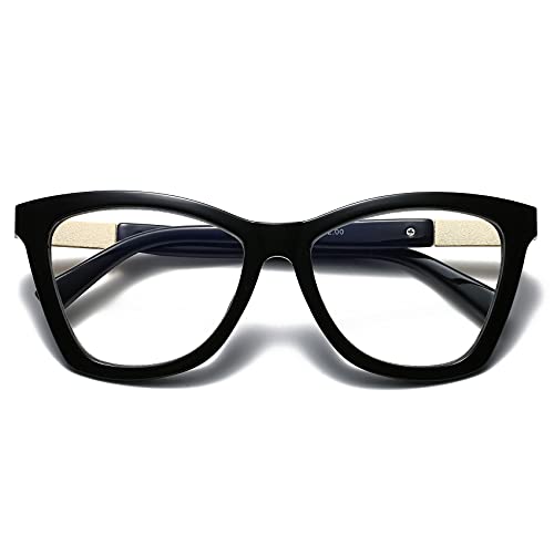 Image of Bevi Reading Glasses Anti Eyestrain Blue Light Blocking Large Square Oversize Frame with Metal Hinge for Women and Men