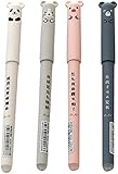Jowxsx 4 Pcs Cute Erasable Gel Pen School Supplies Cool Things Cartoon Easy to Rub Ballpoint Pen Ink Rollerball Pens