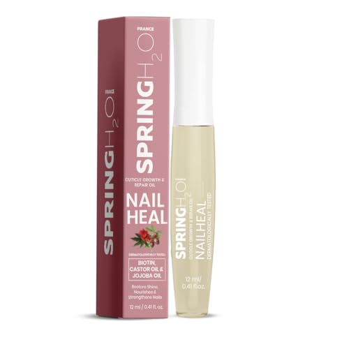 Spring H2O Nail Heal Cuticle Growth & Repair Oil– Enriched with Biotin, Jojoba Oil & Castor Oil – Nourishing Formula for Healthy Nail Growth & Cuticle Repair – Get Soft, Smooth & Strong Nails, 12 ml