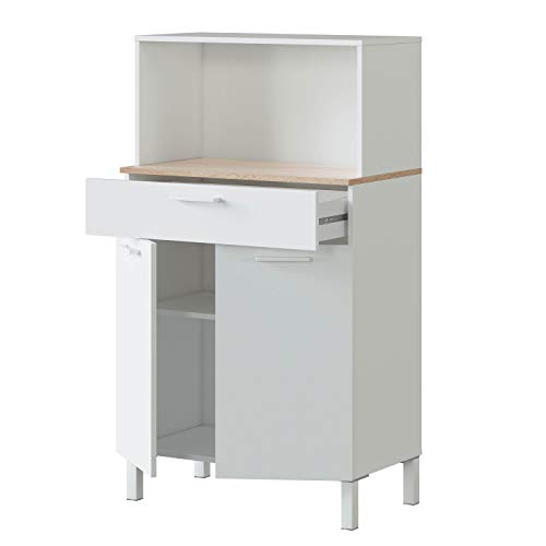 Alacena-de-Cocina-Aparador-Comedor-Mueble-Auxiliar-2-Puertas-1-Cajon-y-Estante-Interior-Acabado-en-Blanco-Artik-y-Roble-Canadian-Medidas-72-cm-Ancho-x-126-cm-Alto-x-40-cm-Fondo