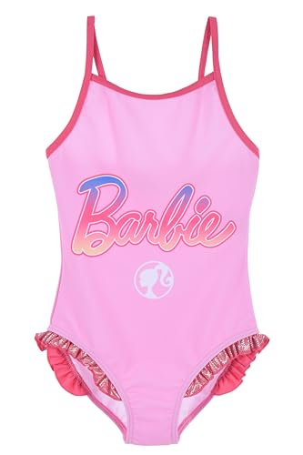 Barbie Bañador para Niña, Diseño Muñecas Bañador de Una Pieza, Bañador de Natación Infantil, Talla 6 Años | Rosa