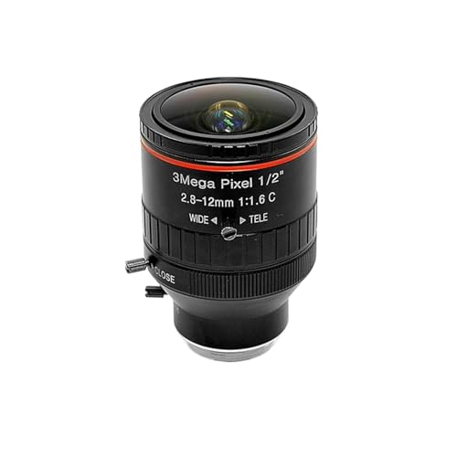 Industrial Varifocal CCTV Lens HD 3MP C Mount 2.8-12mm 1/2 Inch F1.6 Low Distortion for Video Surveillance Cameras