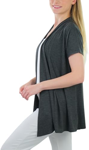 Image of ToBeInStyle Womens Open Front Casual Shrug Lightweight Layering Cardigan Sleeveless or Short Sleeve