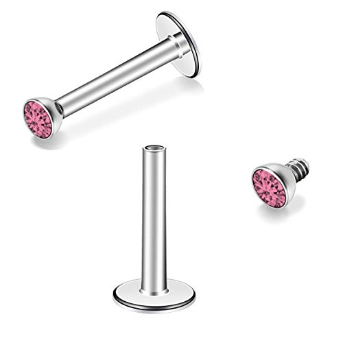 Crazypiercing Lot Of 8 Pairs Assorted Gems Labret Lip Bar Chin Lip Rings Piercing 1.2Mm Surgical Steel 16 Guage #TOP3
