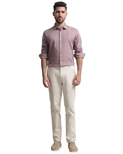 Image of MUFTI Men Shirt | Slim Fit Spread Collar Striped Design | 100% Cotton Dobby Fabric for Smart Casual & Business Casual Wear