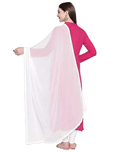 Woman's Plain Chiffon Dupatta with border lace4