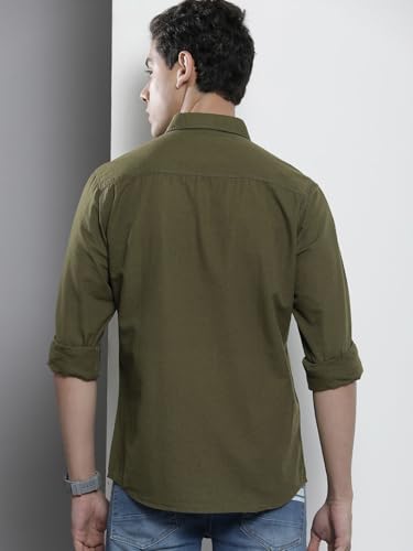 Image of The Indian Garage Co Men Regular Fit Solid Full Sleeves Cutaway Collar Casual Shirt