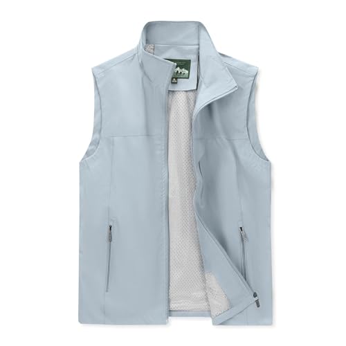 Image of Mens Vests Outerwear Windproof Lightweight Softshell Sleeveless Jacket | Breathable Zip Up Multi-Pockets Quick Dry Sports Vest for Golf Hiking Fishing Running