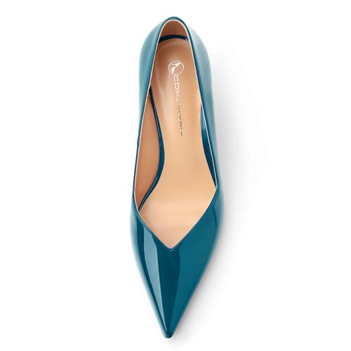Image of Women Pointed Closed Toe 2.5 Inch Kitten Heel Slip On Pumps | Elegant Comfort Formal Dress Footwear, Versatile Ladies Shoes For Office Wedding Party Evening Daily Occasions