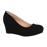 plateau ballerina tamaris  Elara Damen Pumps Keilabsatz Schuhe mit Plateau Chunkyrayan B8011Y-PM-Schwarz-39