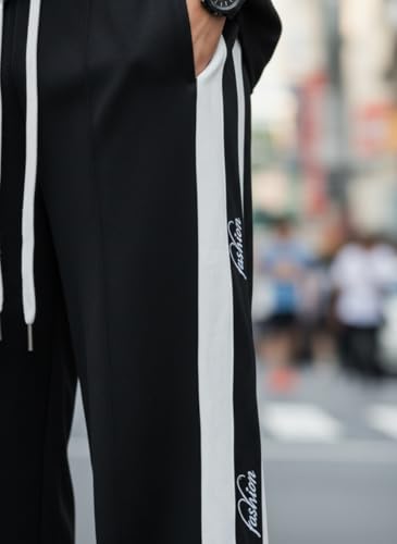 Image of Mack Jonney Men's Striped Track Pants | Side Stripe Design | Regular Fit | Casual & Athleisure Wear |Pack of 1-MMJ-53