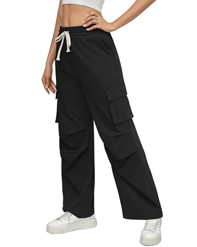 with 4 Pockets Womens High Waisted Wide Leg Cargo Pants Baggy Casual Trendy Work Pants3