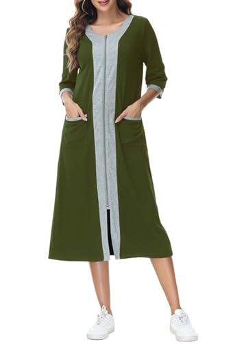 Chemise de nuit longue zippée pour femme pour s'habiller facilement et sans effort